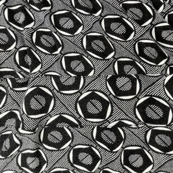 H&M Blouse Top Womens Large Black Geometric Print Crossover V Neck Y2K Pullover - Picture 3 of 10